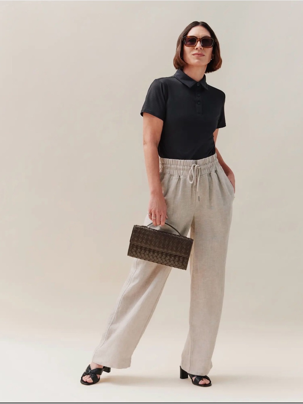 Quince Wide-Leg 100% European Linen Pants in Flax - Picture 2 of 10